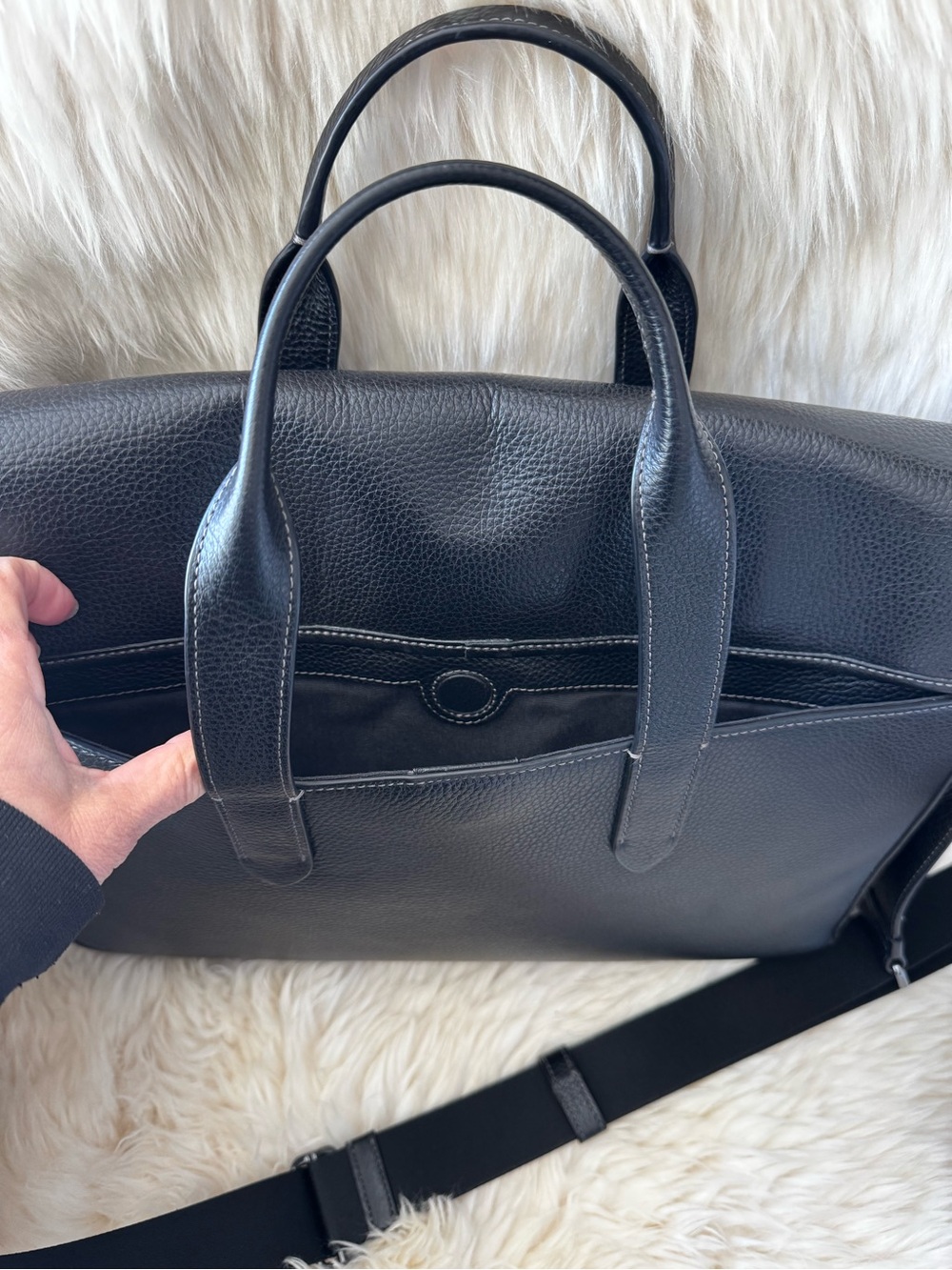 Coach Black Leather portfolio Briefcase with Detachable Strap - Picture 8 of 10